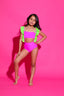 Call Me Cute Leotard - Neon Pink/Neon Green - Ready To Ship