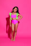 Call Me Cute Leotard - Neon Pink/Neon Green - Ready To Ship