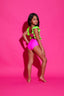 Call Me Cute Leotard - Neon Pink/Neon Green - Ready To Ship