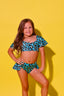 Flutter Bra Top - Blue Gold Cheetah - Ready To Ship