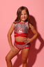 Criss Cross VIP Brief -  Red/White Sparkle Stripes - Ready to Ship