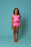 All Dolled Up Crop Top - Neon Pink/Turquoise - Ready To Ship