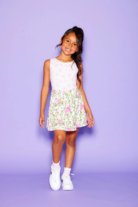 Little Sunshine Dress - Baby Pink Floral/Garden of Pink - Sparkle Plum Exclusive -Ready to Ship
