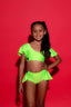 Flutter Bra Top - Neon Green Shiny - Ready To Ship