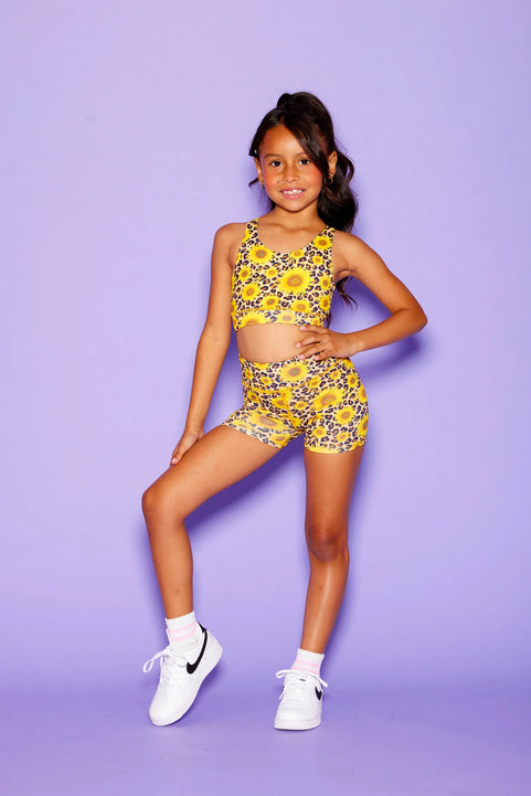 Darling Short - Cheetah/Sunflowers - Sparkle Plum Exclusive - Ready to Ship