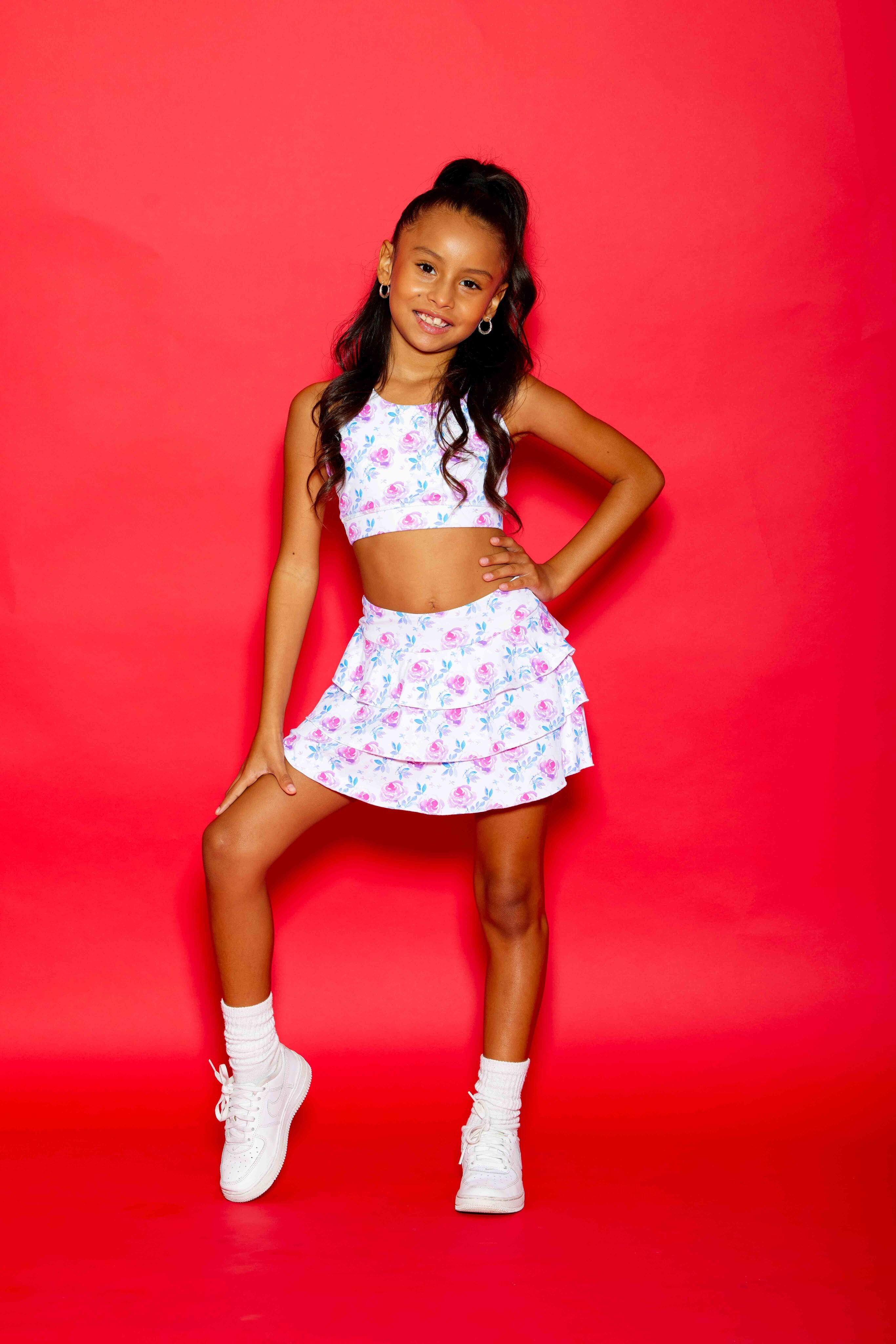 Sweetie Pie Ruffle Skort - Rosie Posie - Sparkle Plum Exclusive - Ready to Ship