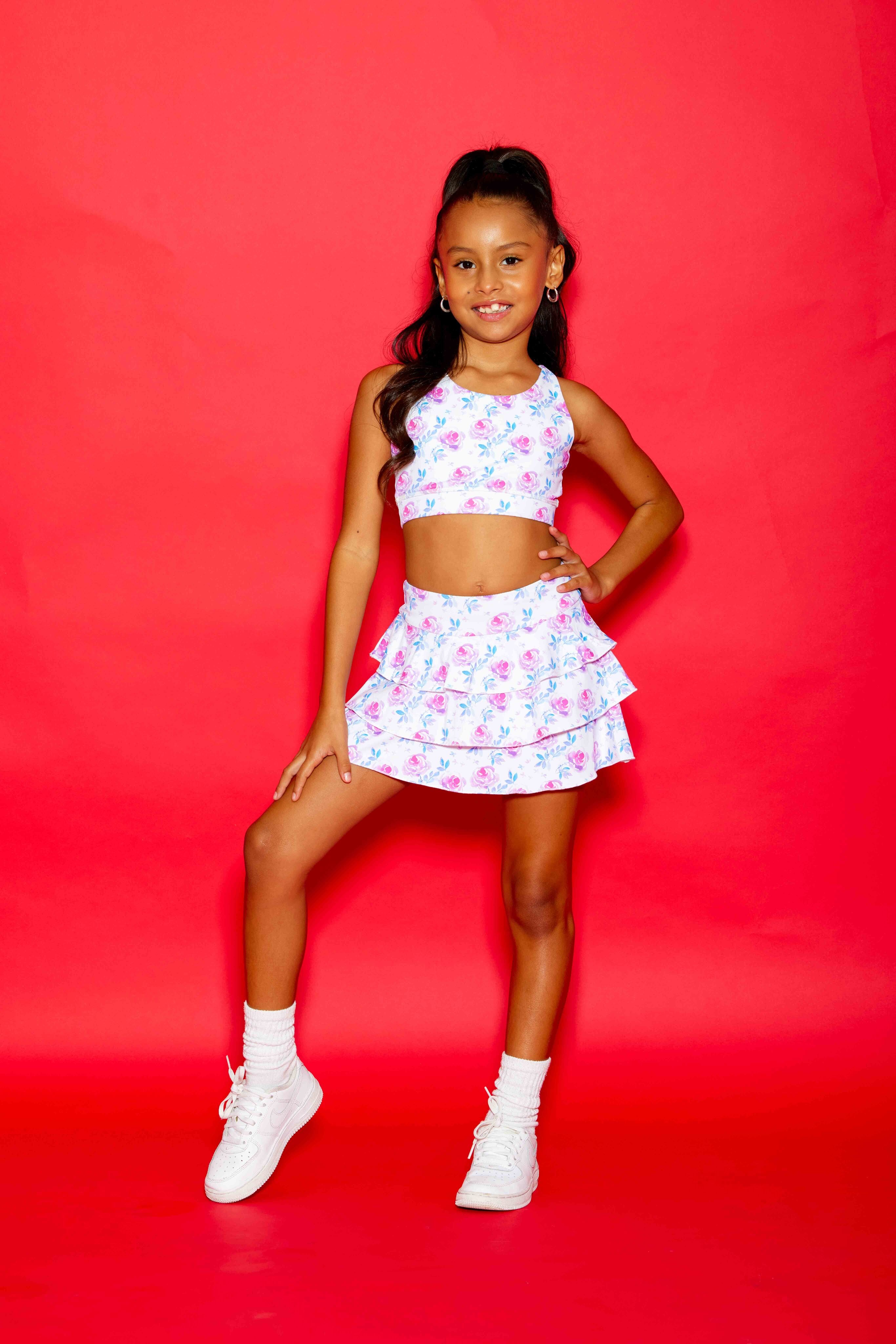 Sweetie Pie Ruffle Skort - Rosie Posie - Sparkle Plum Exclusive - Ready to Ship