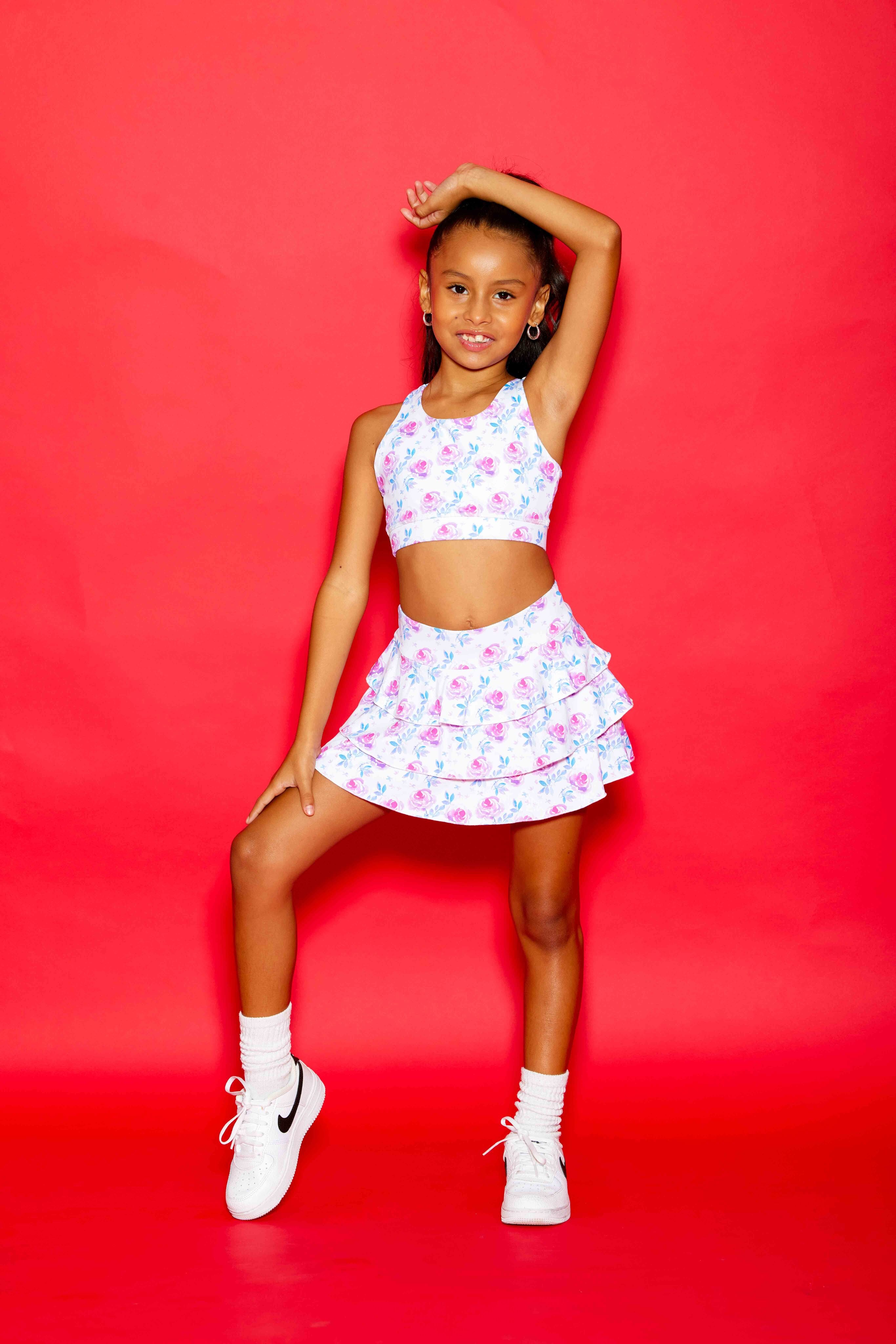 Sweetie Pie Ruffle Skort - Rosie Posie - Sparkle Plum Exclusive - Ready to Ship