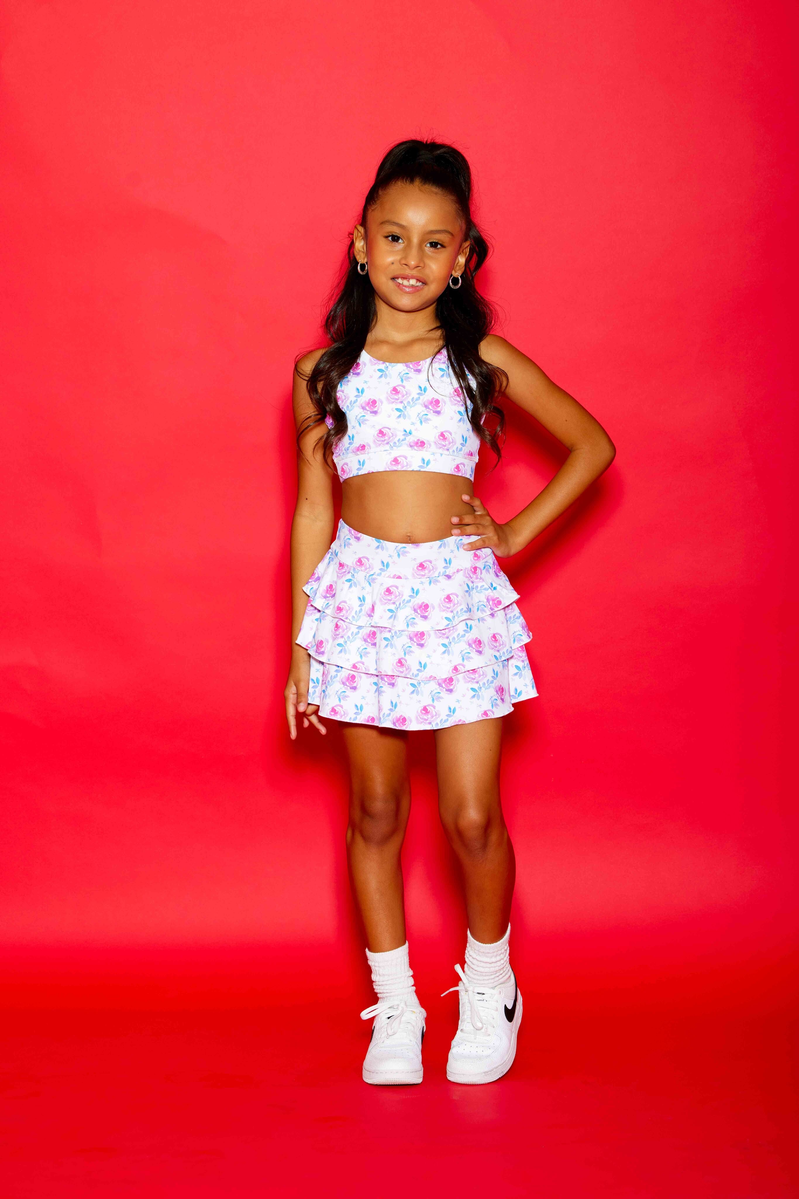 Sweetie Pie Ruffle Skort - Rosie Posie - Sparkle Plum Exclusive - Ready to Ship