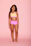 Ari Lace Bra Top - Sunshine Yellow Cyclone Lace/Neon Pink - Ready To Ship - Sale