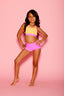 Ari Lace Bra Top - Sunshine Yellow Cyclone Lace/Neon Pink - Ready To Ship - Sale