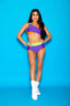 Cross My Heart Bra Top - Purple/Neon Orange/Neon Green - Ready To Ship - Halloween Limited Edition