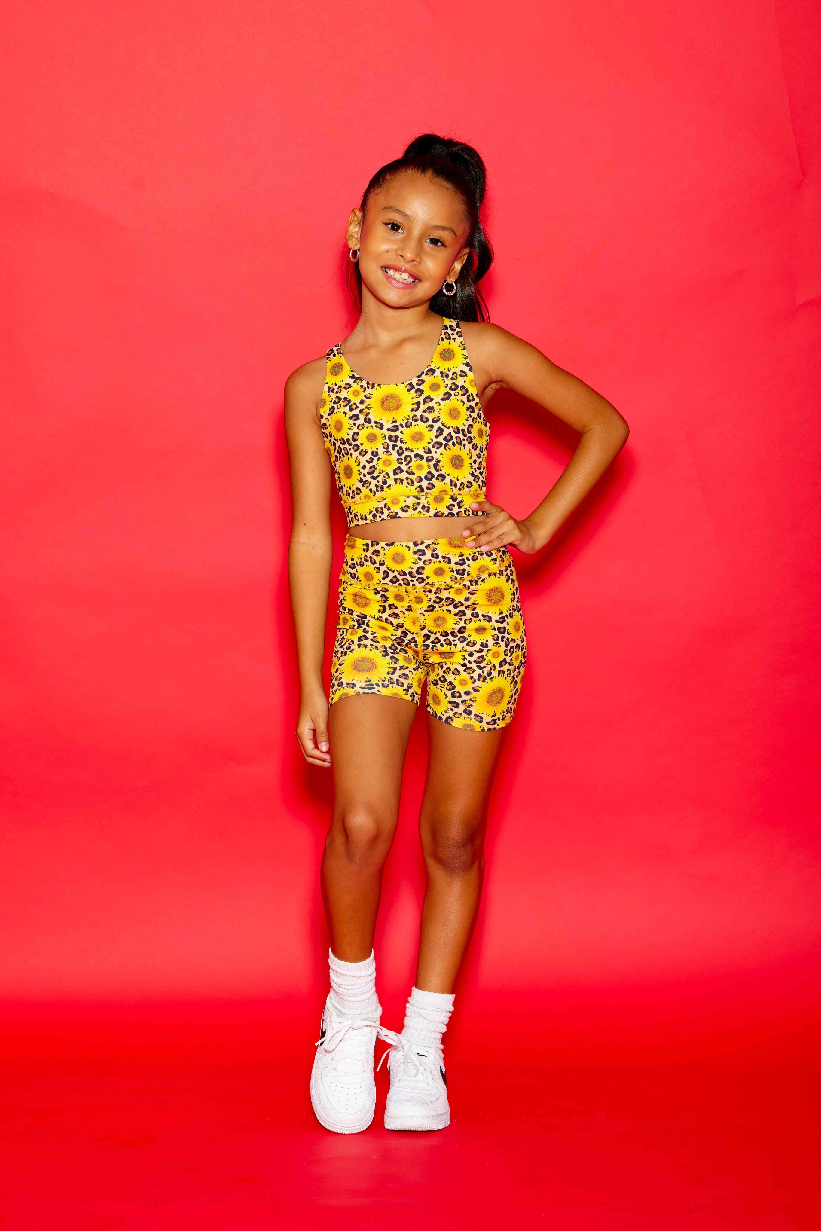 Darling Short - Cheetah/Sunflowers - Sparkle Plum Exclusive - Ready to Ship