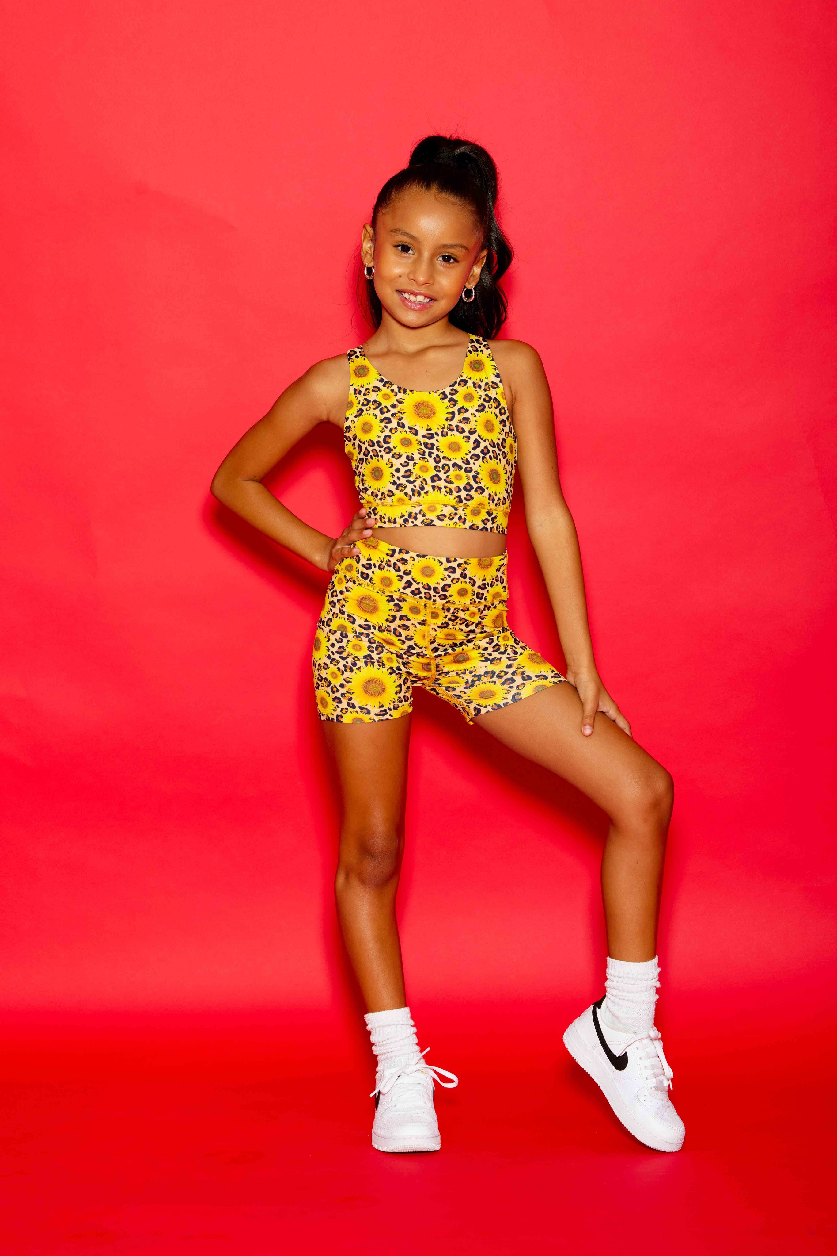 Darling Short - Cheetah/Sunflowers - Sparkle Plum Exclusive - Ready to Ship