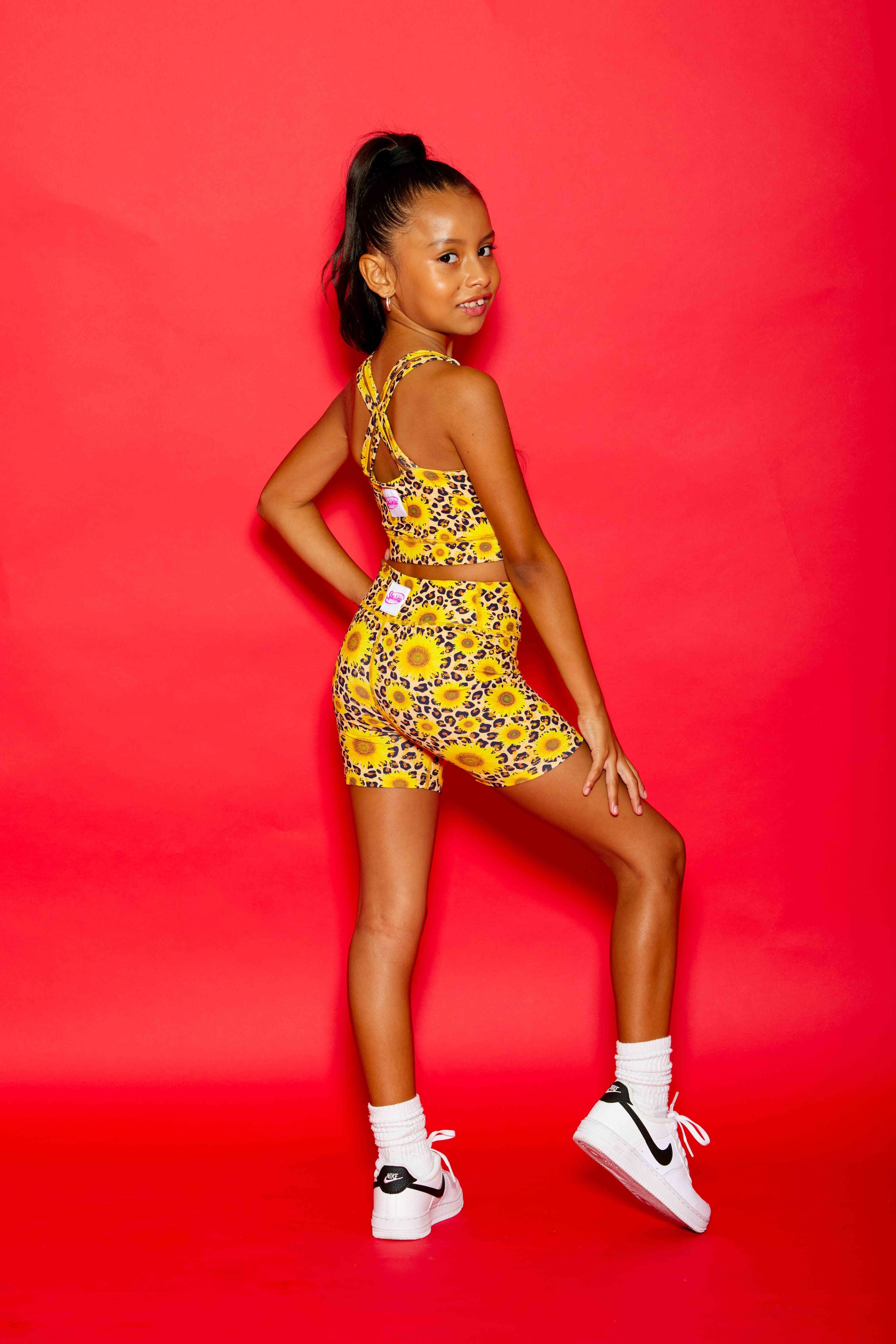 Darling Short - Cheetah/Sunflowers - Sparkle Plum Exclusive - Ready to Ship