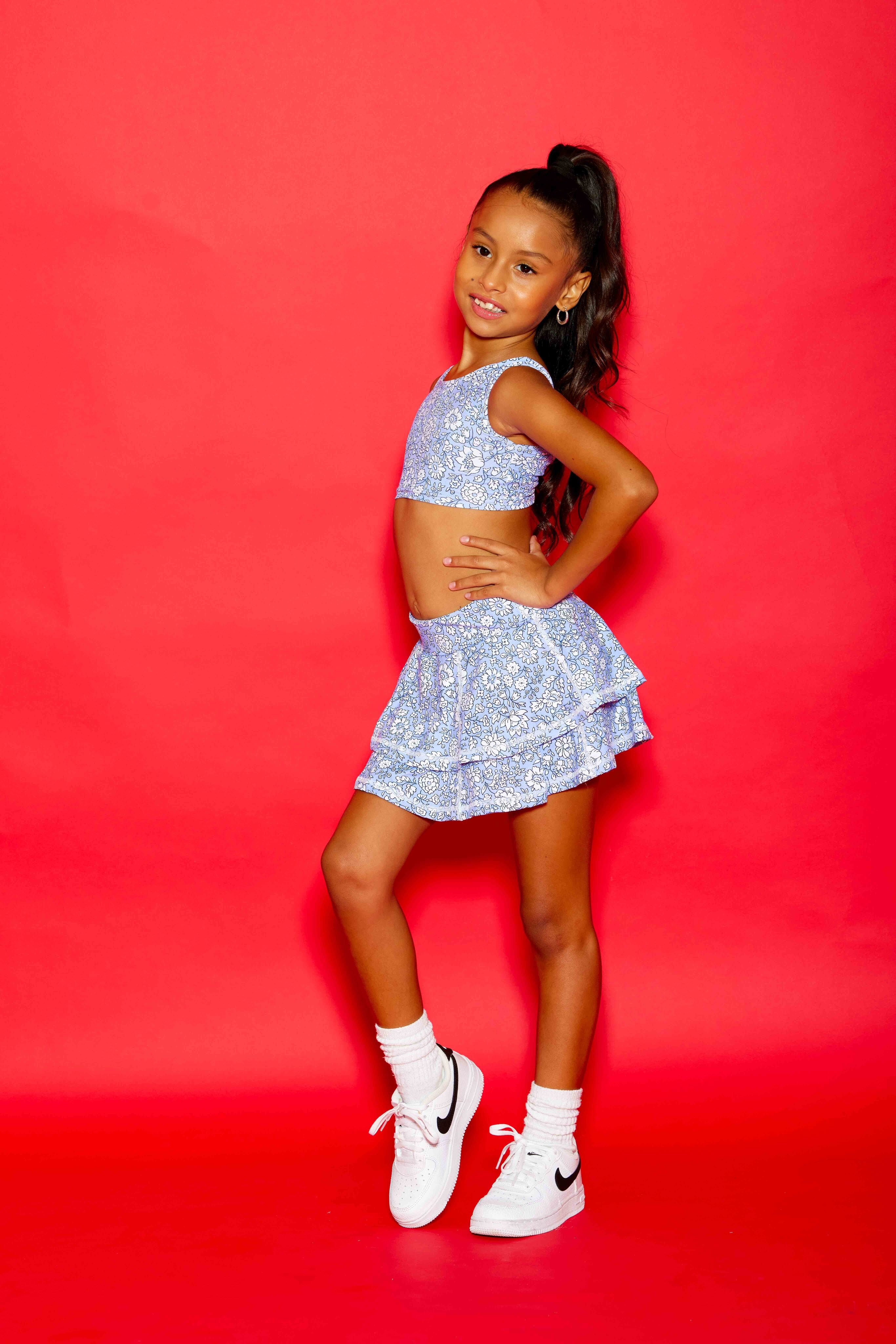 Love Bug Ruffle Skort - Periwinkle Floral - Sparkle Plum Exclusive - Ready to Ship