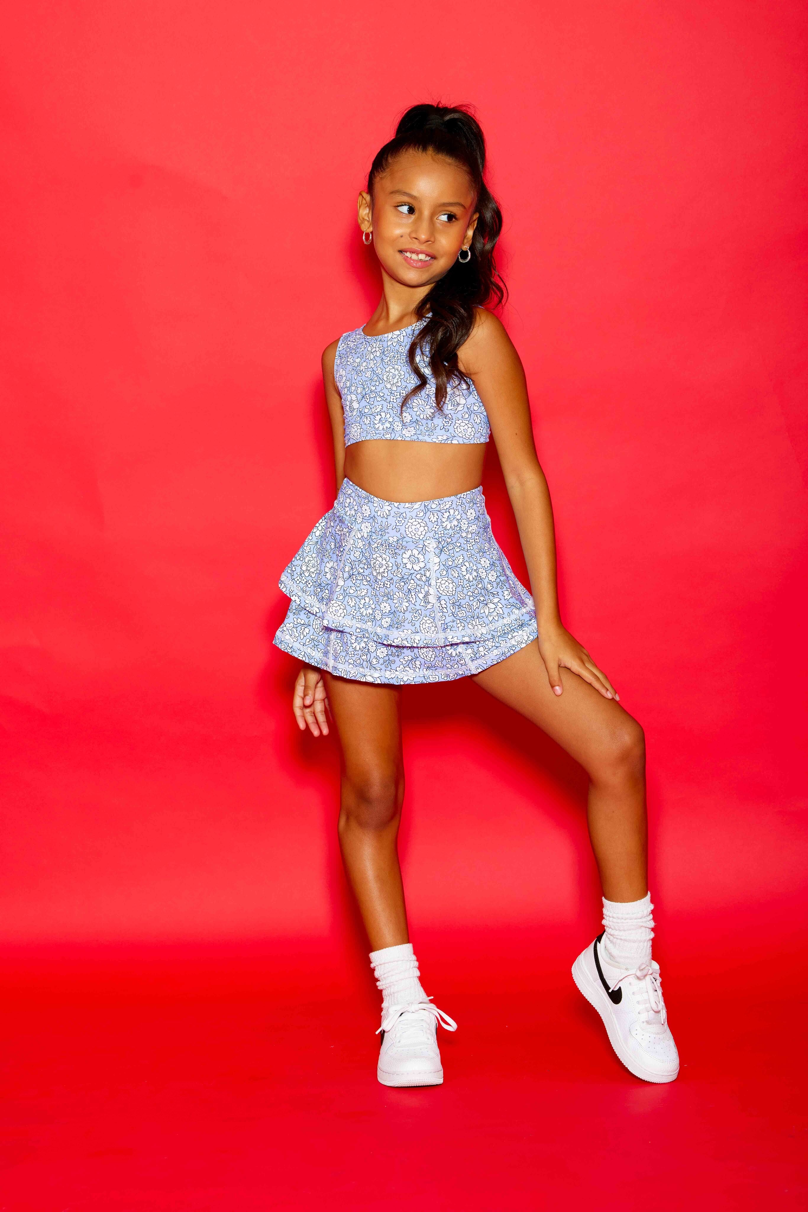 Love Bug Ruffle Skort - Periwinkle Floral - Sparkle Plum Exclusive - Ready to Ship