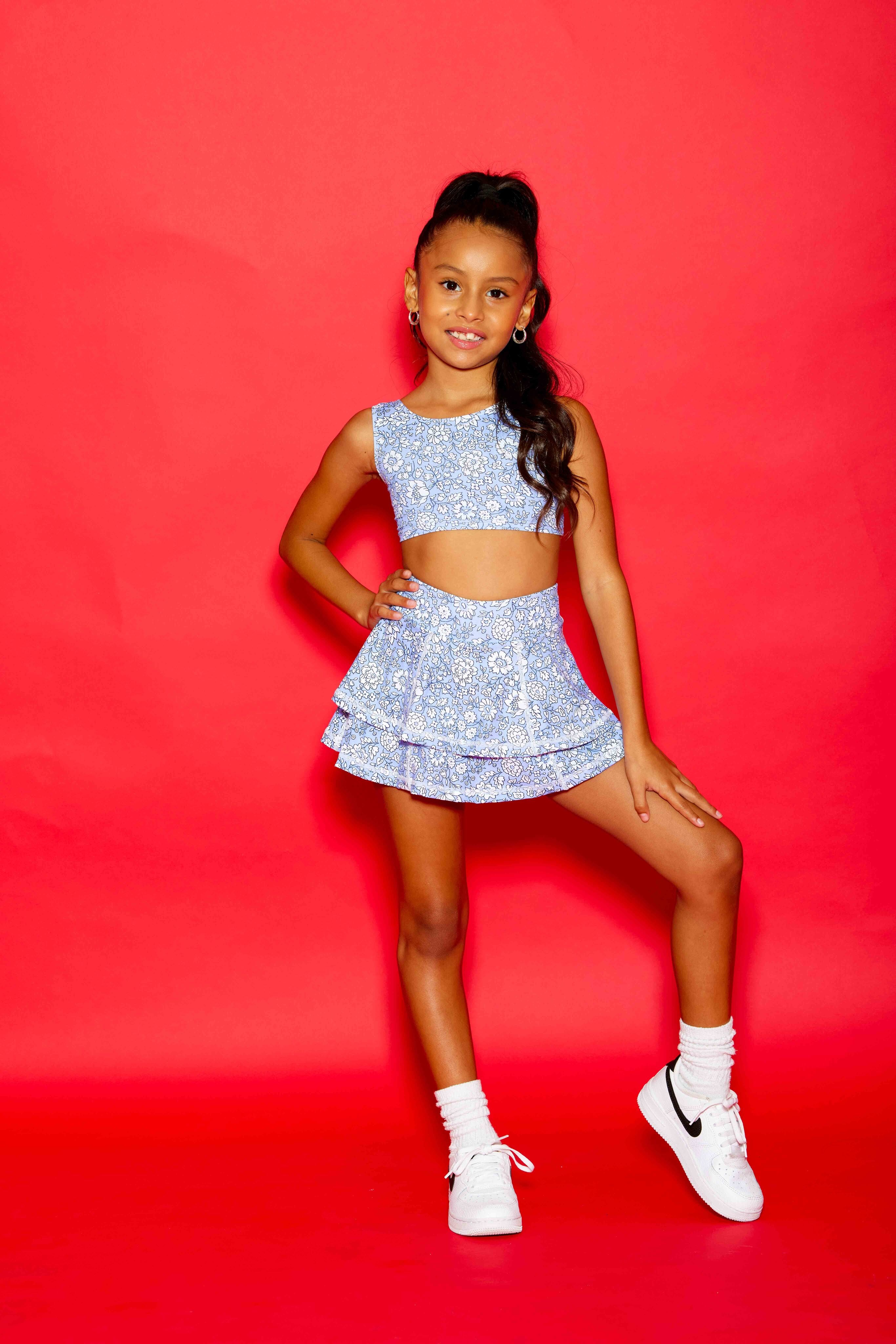 Love Bug Ruffle Skort - Periwinkle Floral - Sparkle Plum Exclusive - Ready to Ship