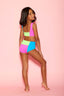 New Girl On The Block Bra Top - Turquoise/Neon Green/Neon Pink - Ready To Ship