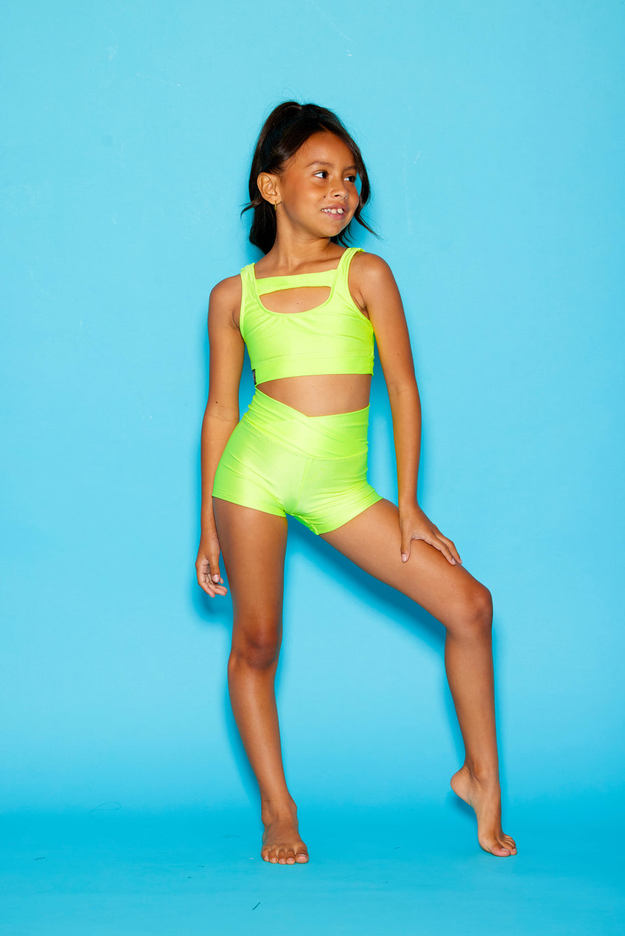 Win Win Bra Top - Chartreuse Shiny - Ready To Ship