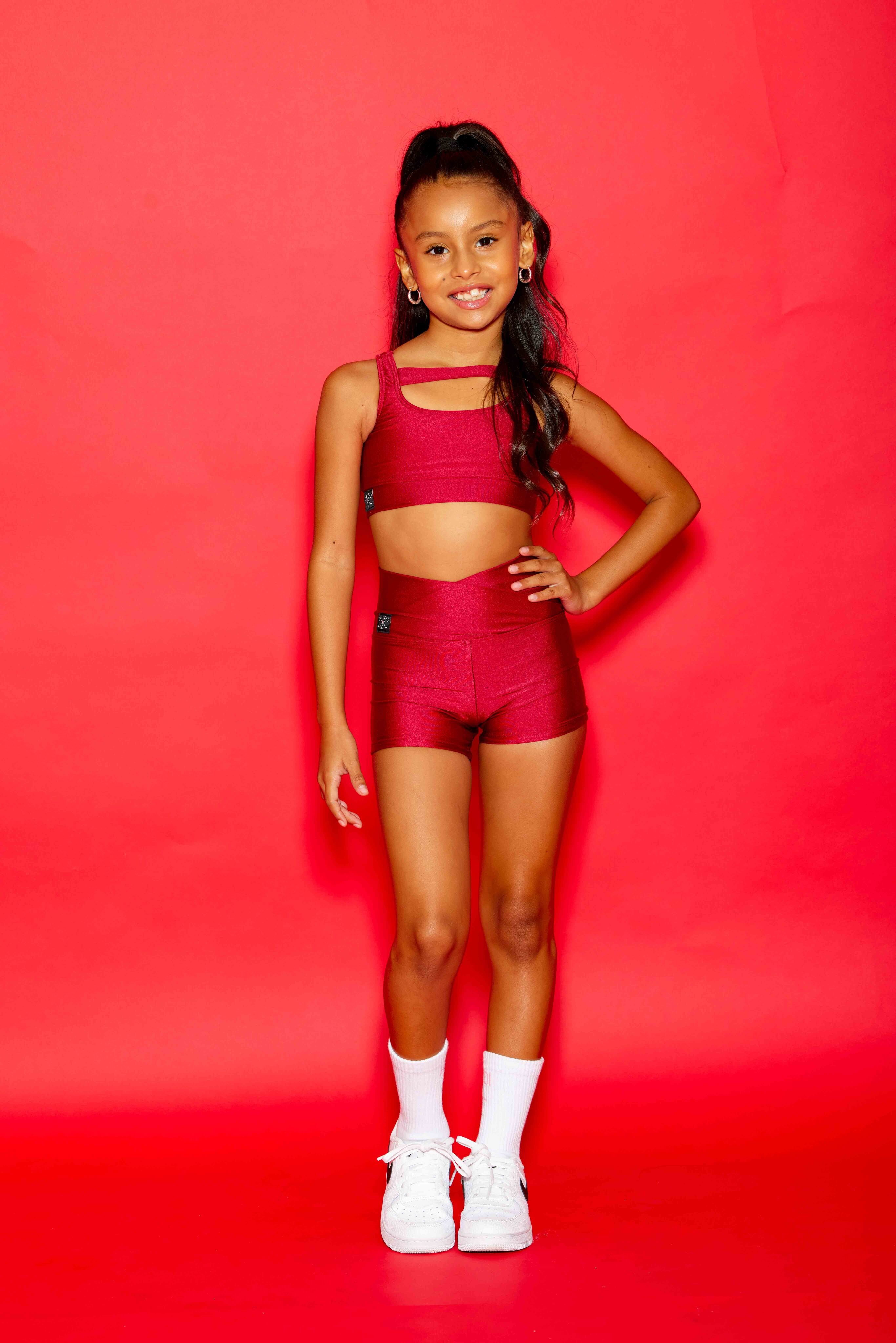 Win Win Chic Short - Maroon Shiny - Ready To Ship