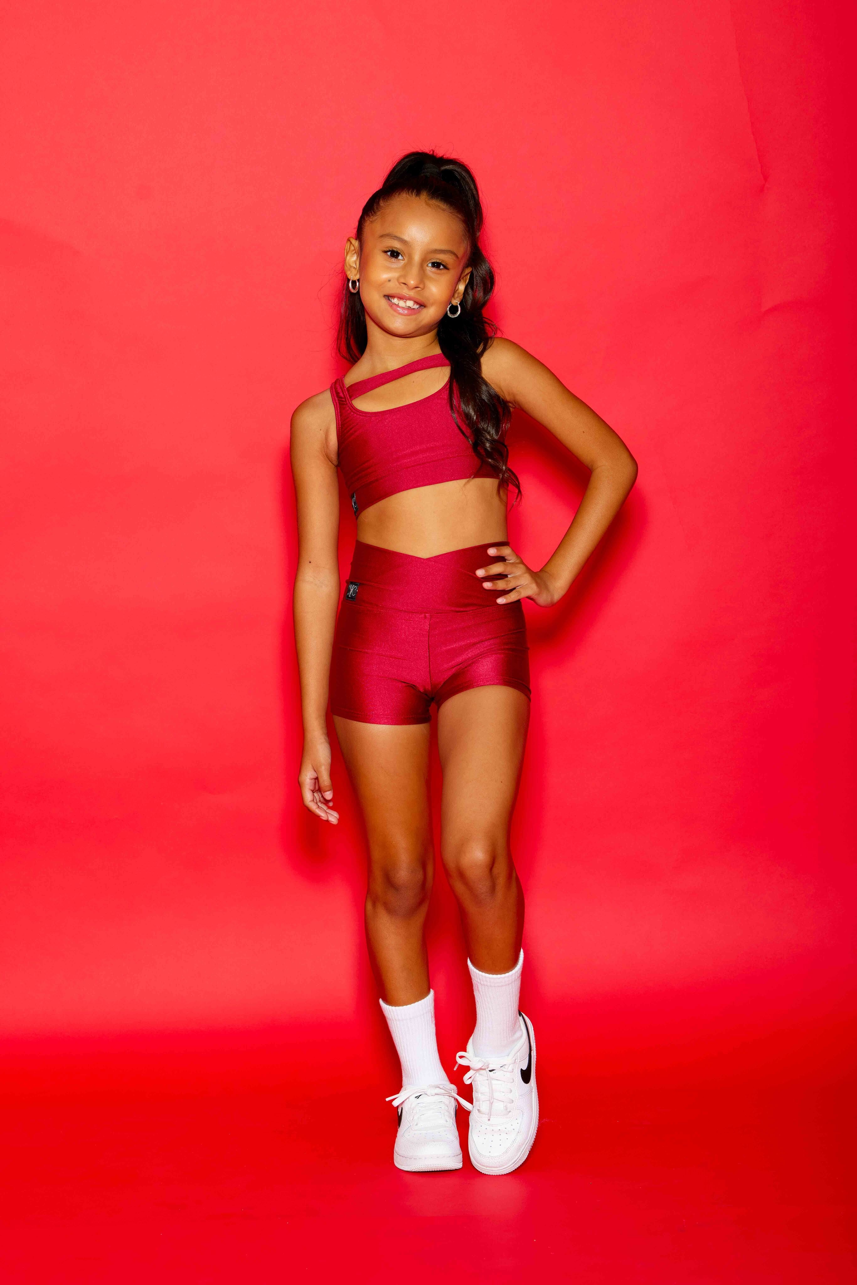 Win Win Bra Top - Maroon Shiny - Ready To Ship