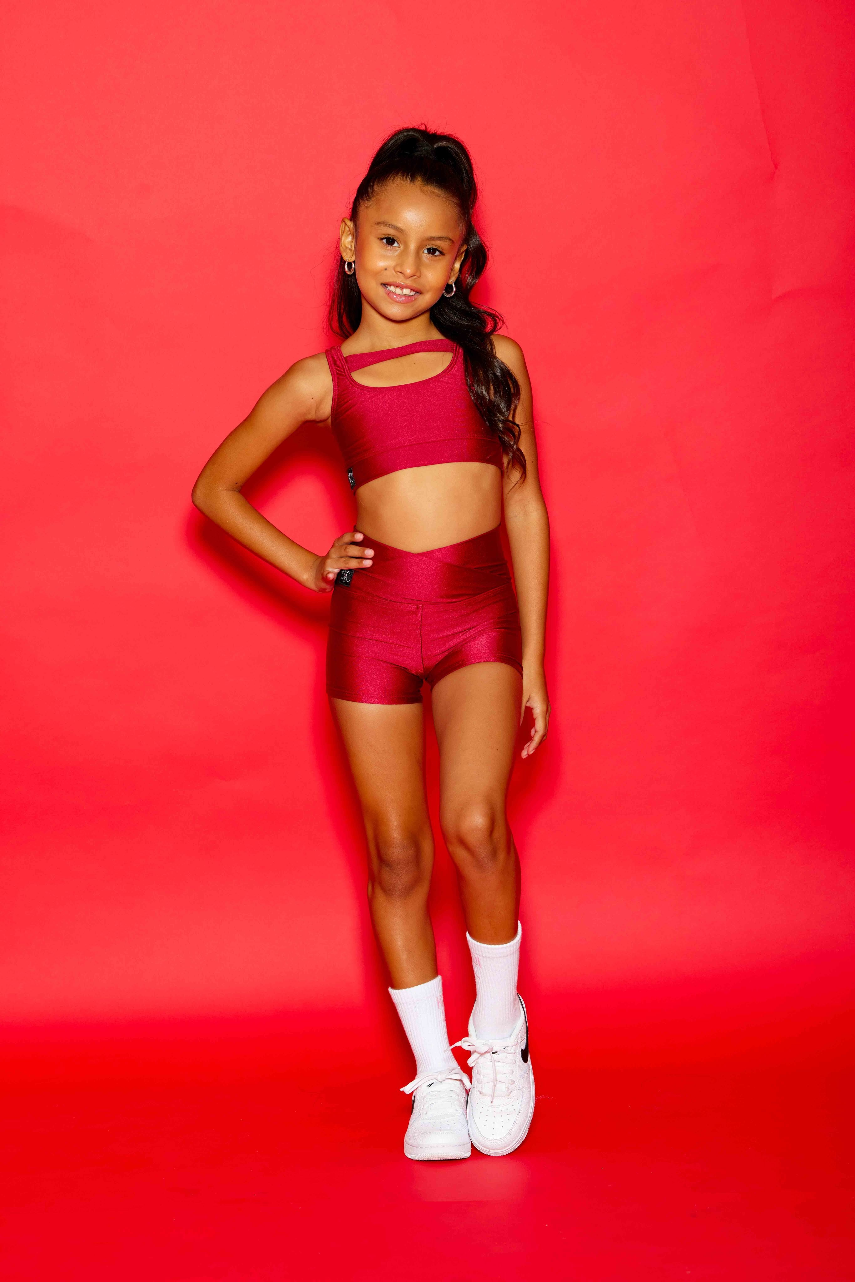 Win Win Bra Top - Maroon Shiny - Ready To Ship