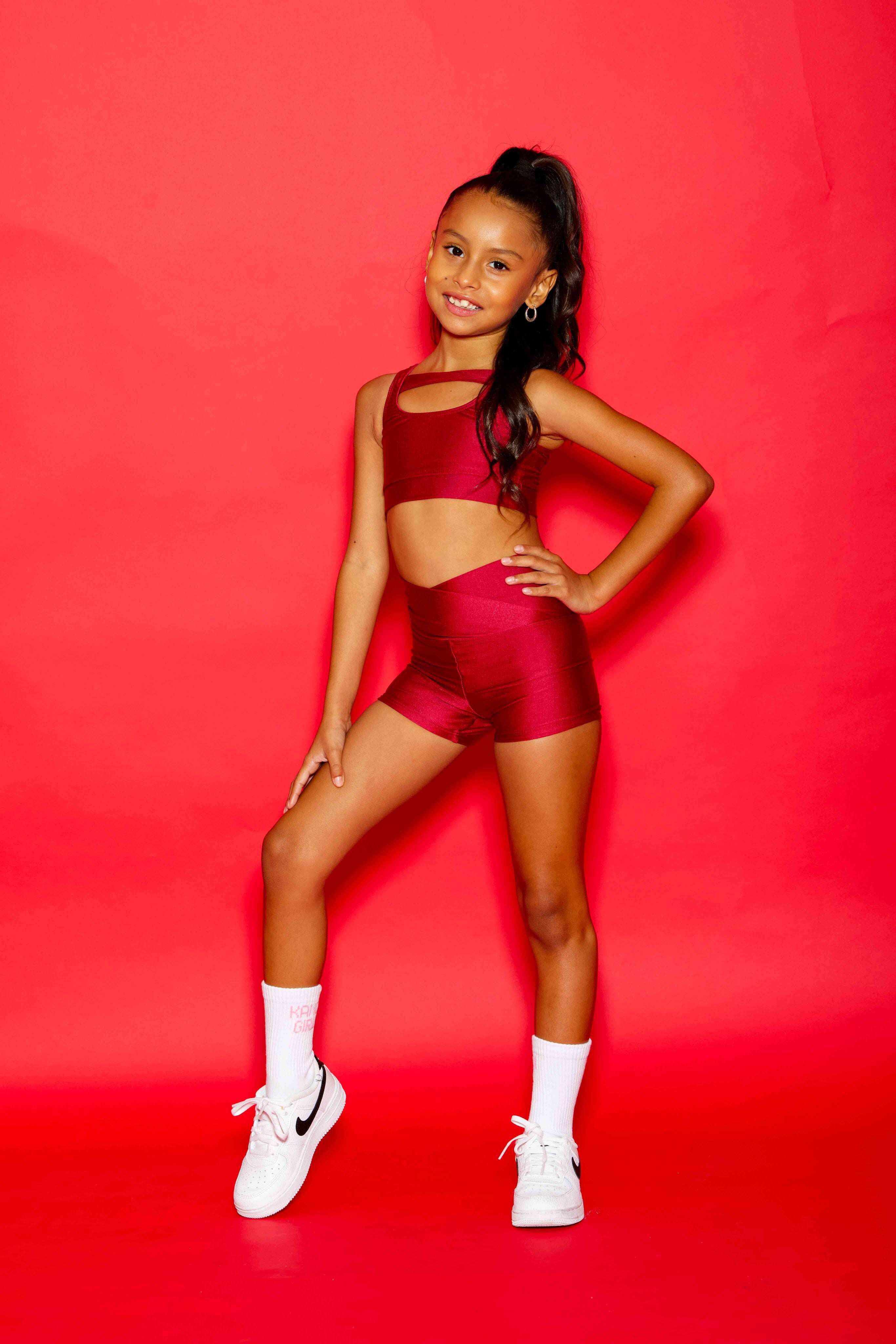 Win Win Bra Top - Maroon Shiny - Ready To Ship