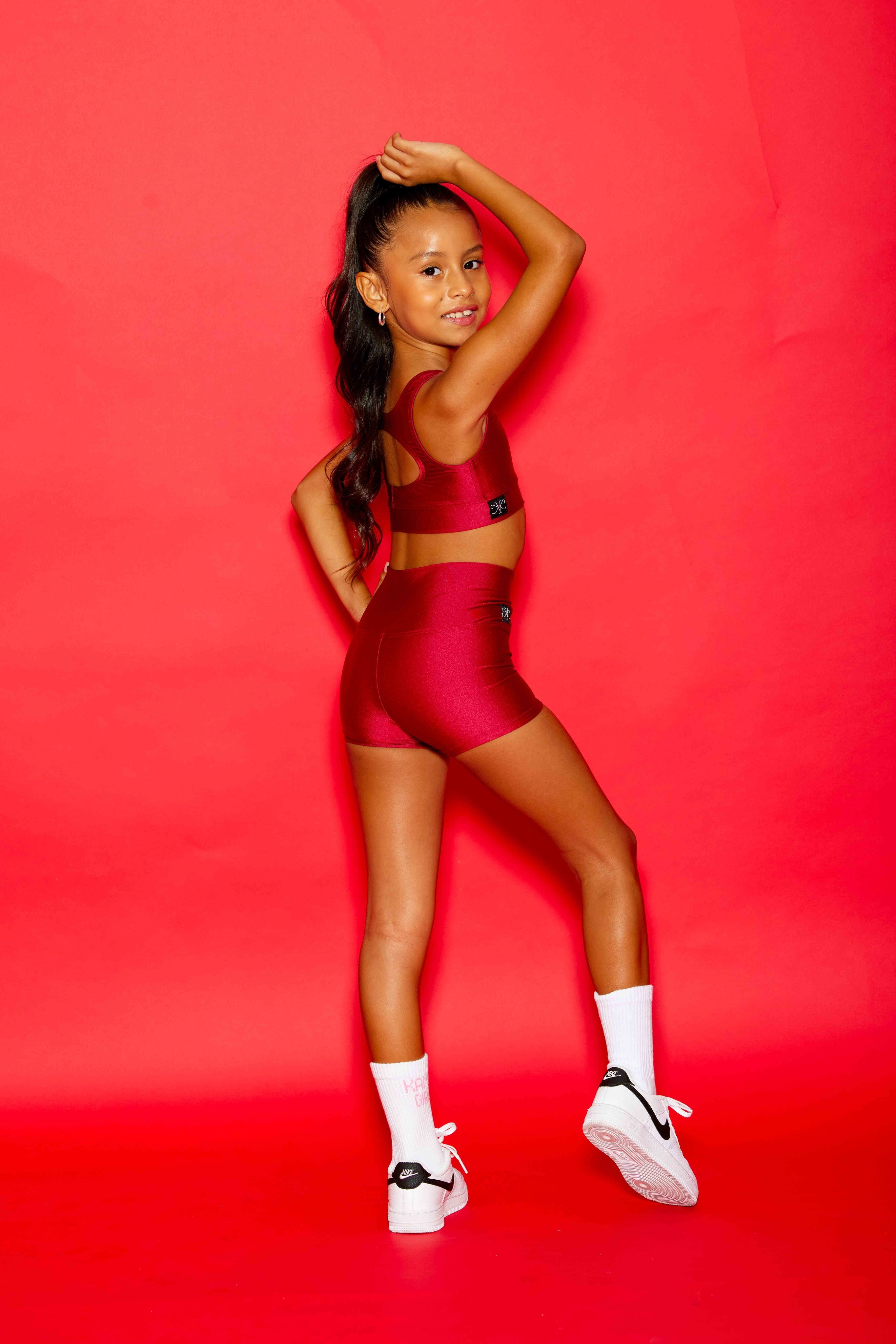 Win Win Chic Short - Maroon Shiny - Ready To Ship