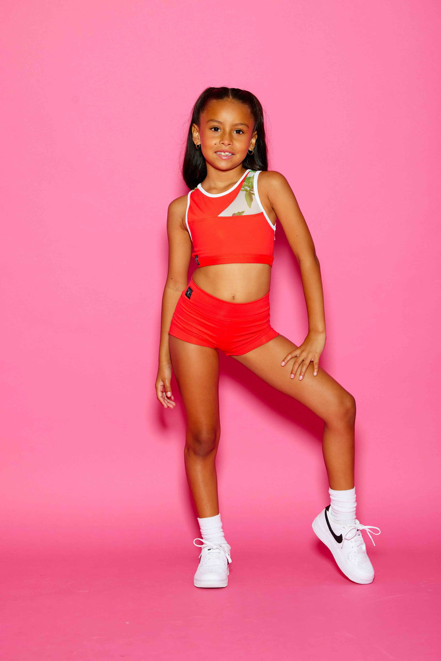 Never Better Bra Top - Neon Coral/Cherry Blossom - Ready To Ship