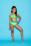 Weekend Bra Top - Neon Green/Turquoise - Ready To Ship