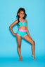 Weekend Bra Top - Dark Mint/Neon Pink - Ready To Ship