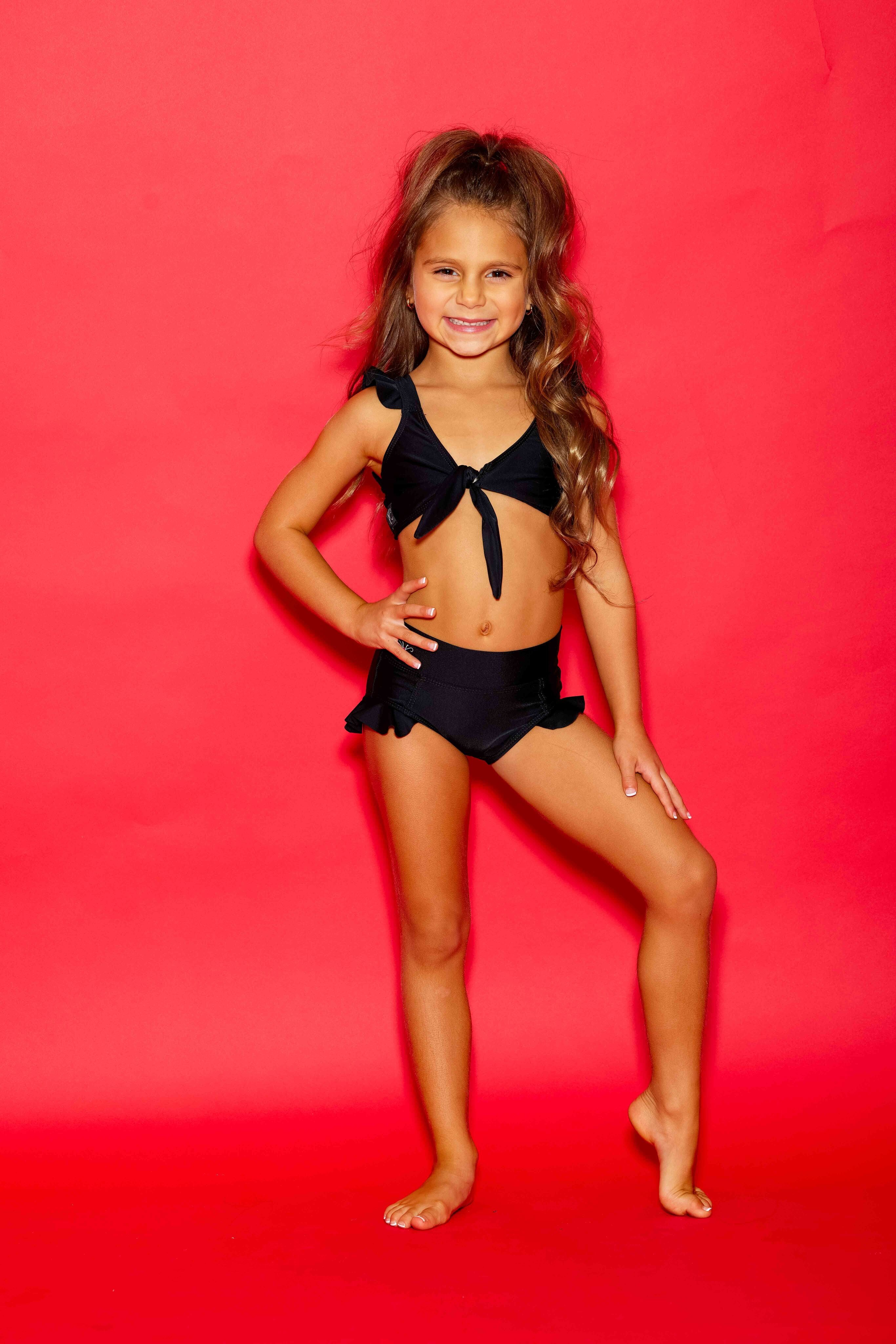 Ready, Set, Dash Ruffle Brief - Black - Ready to Ship