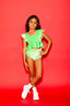 All Dolled Up Crop Top - Lime Velvet - Ready To Ship