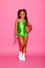 Moment Maker Leotard - Neon Lime Satin - Ready To Ship