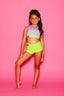 Ari Lace Bra Top - Lavender Cyclone Lace/Neon Green - Ready To Ship