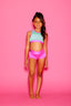 Ari Lace Bra Top - Mint Victorian Lace/Neon Pink - Ready To Ship