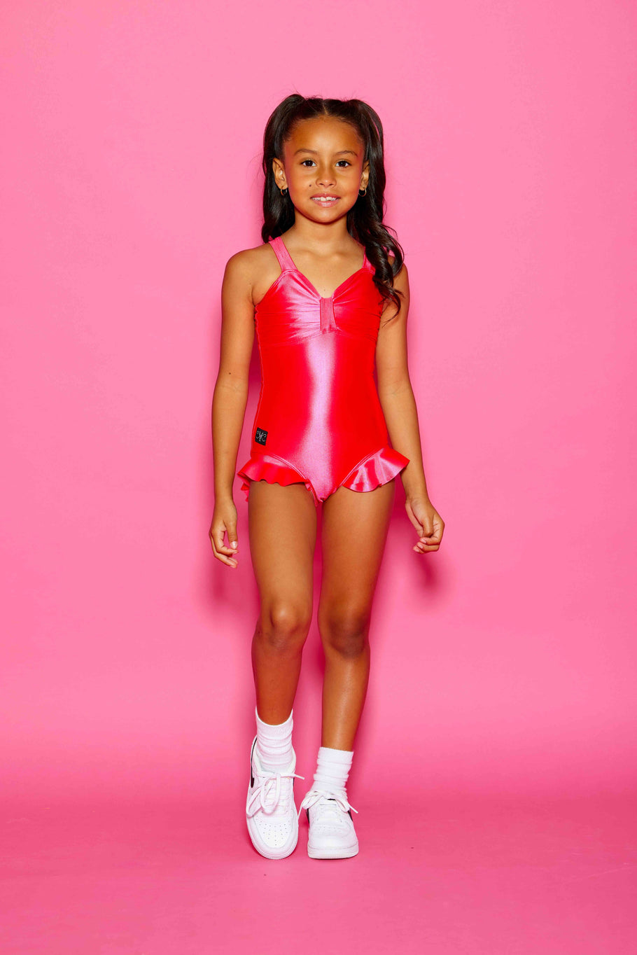 Moment Maker Leotard - Hot Coral Satin - Ready To Ship