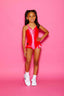 Moment Maker Leotard - Hot Coral Satin - Ready To Ship