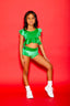 All Dolled Up Crop Top - Kelley Green Velvet - Ready To Ship