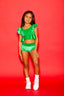 All Dolled Up Crop Top - Kelley Green Velvet - Ready To Ship