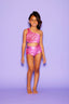 Cross The Line Bra Top - Pink Glitter Velvet - Ready To Ship