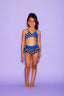 Eva Bra Top - Royal Blue/B/W Dots - Ready To Ship