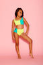 New Girl On The Block Bra Top - Neon Yellow/Dark Mint - Ready To Ship