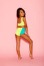 New Girl On The Block Bra Top - Neon Yellow/Dark Mint - Ready To Ship