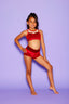 Miraj Bra Top Velvet - Red Velvet/Beige Mesh - Ready To Ship