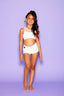 Miraj Bra Top Velvet - White Velvet/Beige Mesh - Ready To Ship