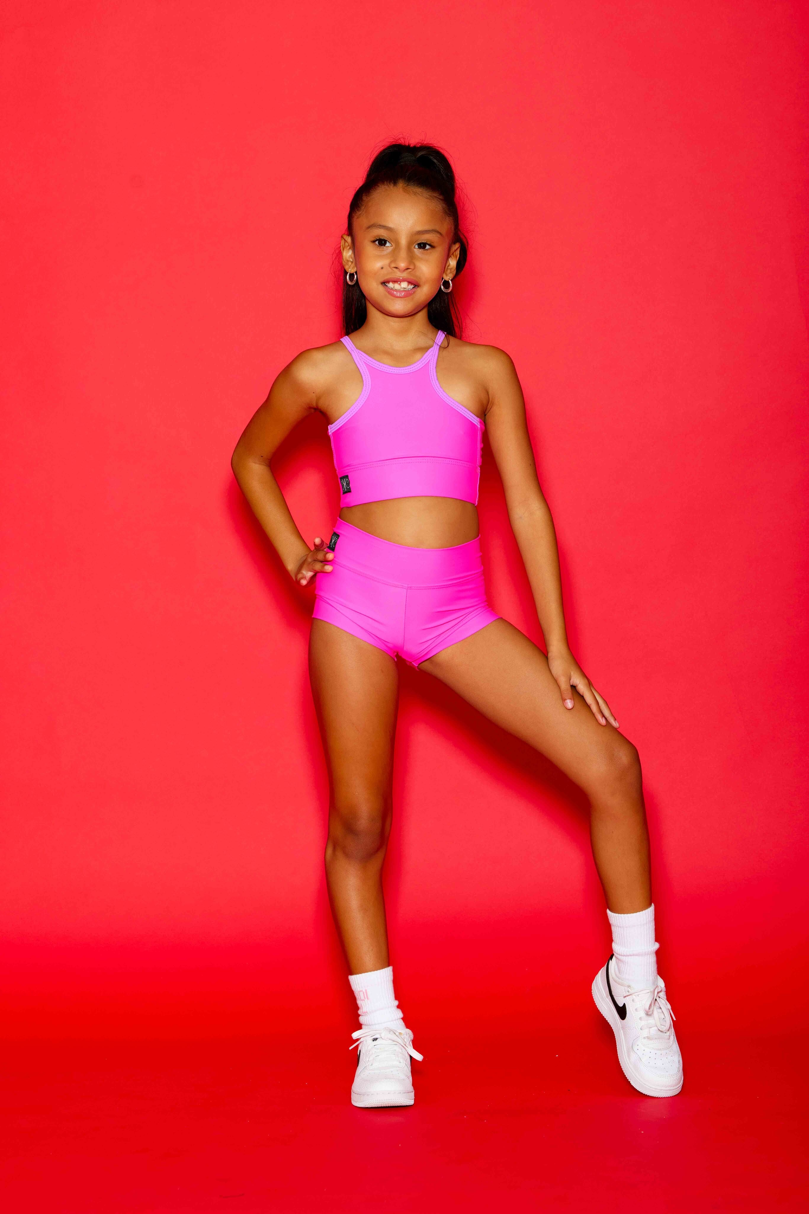 Bow Down Bra Top - Neon Pink/Lilac - Ready To Ship