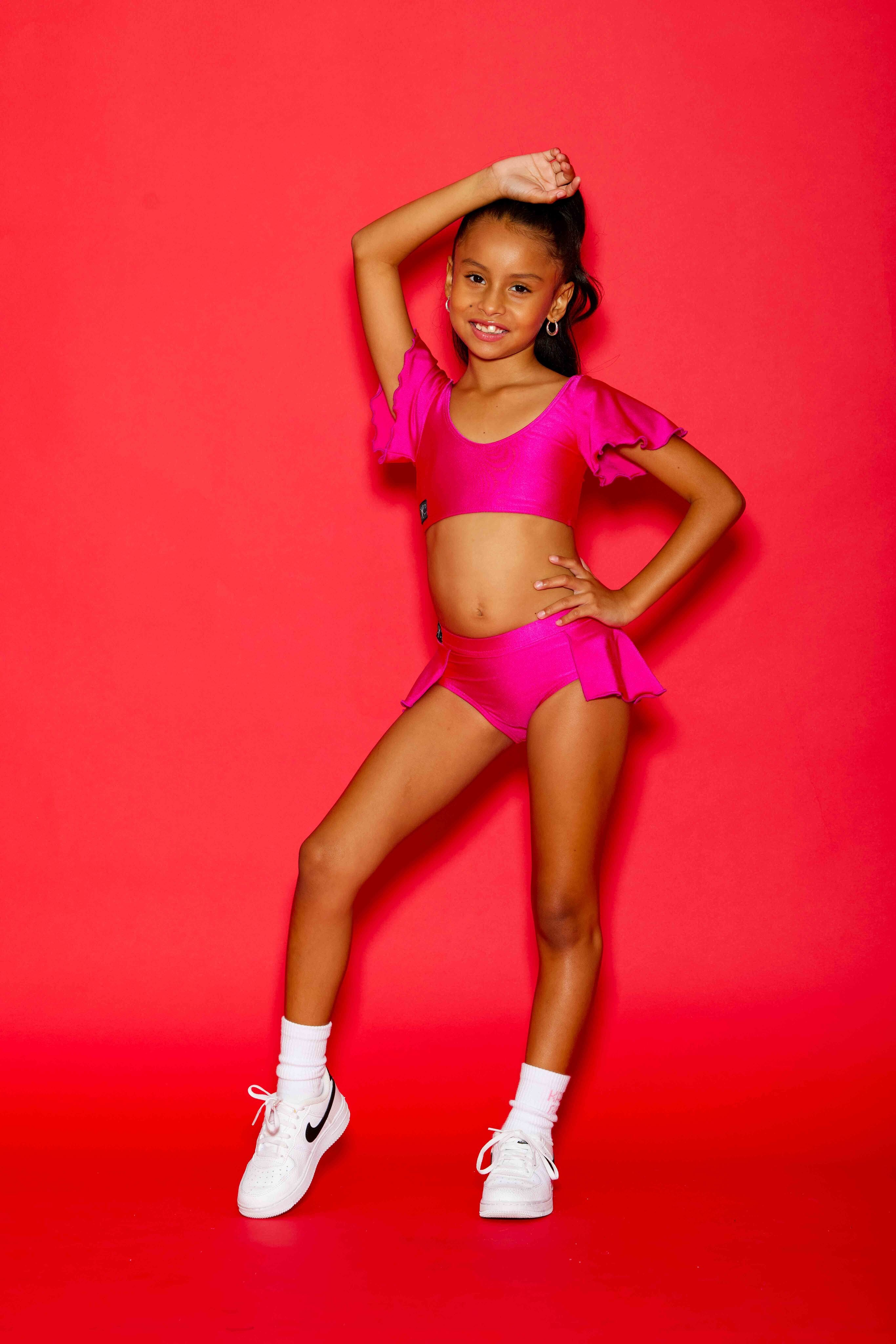 Flutter Bra Top - Fuchsia Shiny - Ready To Ship