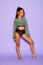 Hollaback Crop Top and Bra - Olive - Ready To Ship